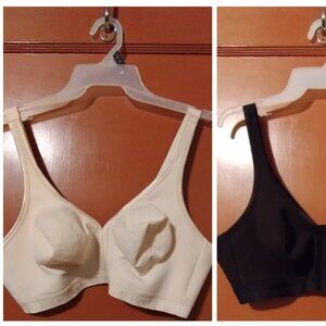 LOT OF 2 44D CACIQUE WIREFREE WIRELESS BRAS- BEIGE AND BLACK-PREOWNED